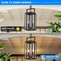 178 Large Outdoor Pendant Light 2Light Dusk To Dawn Modern Brown Metal Outside Chandelier Exterior Hanging Fixture Ceiling