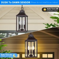 155 Large Outdoor Pendant Light Fixtures 3Light Dusk To Dawn Exterior Hanging Lantern Porch Light Adjustable Brown Hanging