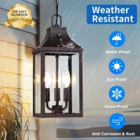 155 Large Outdoor Pendant Light Fixtures 3Light Dusk To Dawn Exterior Hanging Lantern Porch Light Adjustable Brown Hanging