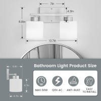 Capaaobc 2 Light Bathroom Light Fixtures Brushed Nickel Vanity Lights For Bathroom Modern Bathroom Lights Over Mirror With Mil