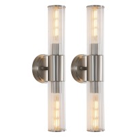 Kuzzull Brushed Nickel Wall Sconces Set Of Two Wall Lamp Sconces Wall Lighting With White Glass Shade Wall Lights Wall Light Sco