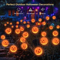 Halloween Decorations Solar Lights Outdoor 6 Pack 48 Led Pumpkin Solar Halloween Lights Orange Halloween Lights For Garden Law