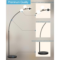 Lightdot 3 Globe Arc Floor Lamp For Living Room Contemporary Black Arc Floor Lamp With Shatterproof Shade Led Bulbs Included M