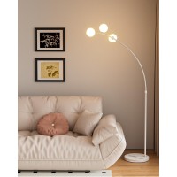 Lightdot 3 Globe Arc Floor Lamp For Living Room Contemporary White Arched Floor Lamp With Shatterproof Shade Bulbs Included M