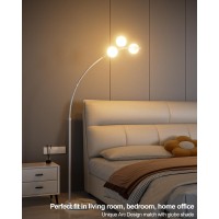 Lightdot 3 Globe Arc Floor Lamp For Living Room Contemporary White Arched Floor Lamp With Shatterproof Shade Bulbs Included M