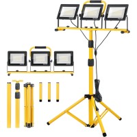 22000 Lumen Work Lights With Stand 3 Adjustable Head Led Work Light With Adjustable And Foldable Tripod Stand Waterproof Lamp