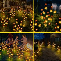 Fall Decor Solar Garden Lights Outdoor For Thanksgiving Decorations 4Pack 80Led Pumpkin Maple Leaf Tree With Friendsgiving Gifts