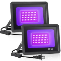 36W Waterproof Blacklight Flood Light With Switchplug Ip66 Outdoor Led Black Lights For Glow Party Halloween Bedroom Fluore