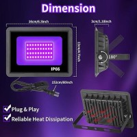 36W Waterproof Blacklight Flood Light With Switchplug Ip66 Outdoor Led Black Lights For Glow Party Halloween Bedroom Fluore