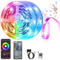 Ledagic Led Lights For Bedroom 100Ft Music Sync Color Changing Led Strip Lights Diy Rgb Led Light Strip With 60 Keys Remote And