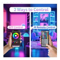 Ganzqh Led Lights For Bedroom 100Ft Music Sync Color Changing Rgb Led Strip Lights Diy Design Led Light Strip With Remote And A