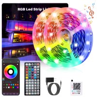 Ganzqh Led Lights For Bedroom 100Ft Music Sync Color Changing Rgb Led Strip Lights Diy Led Light Strip With Remote And App Cont