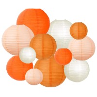 Zooyoo Orange Peach Paper Lanterns Decorative Thanksgiving Party Hanging Paper Lanterns Decorations For Fall Harvest Thanksgivi