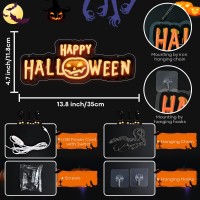 Happy Halloween Neon Sign Black Orange Halloween Neon Light Up Sign With Uv Print For Halloween Party Decoration Dimmable Neon