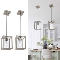 Melucee 2 Pack Modern Pendant Light Fixtures For Kitchen Island Brushed Nickel Dining Table Light Bathroom Ceiling Light 1Ligh