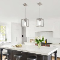 Melucee 2 Pack Modern Pendant Light Fixtures For Kitchen Island Brushed Nickel Dining Table Light Bathroom Ceiling Light 1Ligh