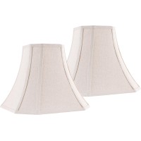 Jerhous Beige Square Cut Corner Bell Lamp Shade Set Of 2 Medium Linen Lampshade 65Top 13Bottom 106Hightspider Vintag