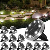 Nipify 12 Pack Solar Ground Lights Outdoor 8 Led Solar Lights Outdoor Waterproof Solar Disc Lights For Yard Garden Walkway Deck