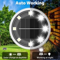 Nipify 12 Pack Solar Ground Lights Outdoor 8 Led Solar Lights Outdoor Waterproof Solar Disc Lights For Yard Garden Walkway Deck