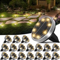 Nipify 18 Pack Solar Ground Lights Outdoor 8 Led Solar Lights Outdoor Waterproof Flat Solar Pathway Lights For Yard Garden Walk