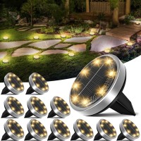 Nipify 12 Pack Solar Ground Lights Outdoor 8 Led Solar Lights Outdoor Waterproof Flat Solar Pathway Lights For Yard Garden Walk