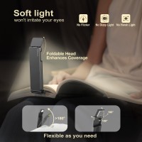 Vtiger Reading Light Usb Rechargeable Book Light For Reading In Bed Foldable Clipon Led Booklight 3 Amber Colors 4 Brightne