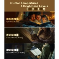 Vtiger Reading Light Usb Rechargeable Book Light For Reading In Bed Foldable Clipon Led Booklight 3 Amber Colors 4 Brightne