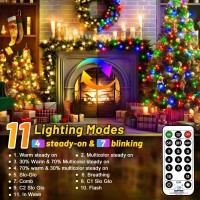 Knonew 472Ft 1200 Led Christmas Lights Color Changing String Lights Outdoor With 11 Modes Timer Clear Wire Fairy Light Plug In