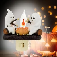 Generic 2024 Halloween Ghost Campfire Flickering Nightlight Ghost Roasting Marshmallows Night Light Halloween Decor Led Faux C