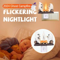 Generic 2024 Halloween Ghost Campfire Flickering Nightlight Ghost Roasting Marshmallows Night Light Halloween Decor Led Faux C