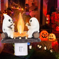 Generic 2024 Halloween Ghost Campfire Flickering Nightlight Ghost Roasting Marshmallows Night Light Halloween Decor Led Faux C