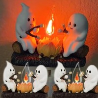 Generic 2Pack Halloween Ghost Campfire Flickering Nightlight Ghost Roasting Marshmallows Night Light Halloween Decor Led Faux