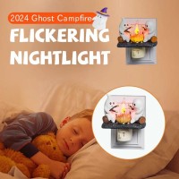 Generic 2Pack Halloween Ghost Campfire Flickering Nightlight Ghost Roasting Marshmallows Night Light Halloween Decor Led Faux