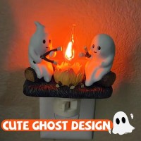 Generic 2Pack Halloween Ghost Campfire Flickering Nightlight Ghost Roasting Marshmallows Night Light Halloween Decor Led Faux