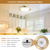 Onesming Dimmable White And Gold Ceiling Light Midcentury Semiflush Mount Ceiling Light Modern Led Lighting Fixture 5Cct 27