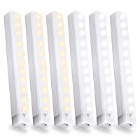 6 Pack Motion Sensor Under Cabinet Light Magnetic Rechargeable Warm White 2 Color Under Counter Light 8 Inch Led Closet Light