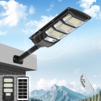 Solar Street Lights Outdoor Solar Outdoor Lights 6500K 144Led 300W Flood Lights Waterproof Wide Angle Motion Sensor And Remote