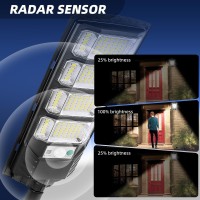 Solar Outdoor Lights With Motion Sensor 6500K Solar Street Lights Waterproof Wide Angle Flood Security Lights With Remote Cont