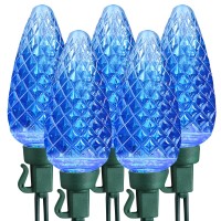 Brizled Blue Christmas Lights 17Ft Led C9 Outdoor Christmas Lights Connectable Christmas Tree Lights Indoor Xmas Lights Waterp