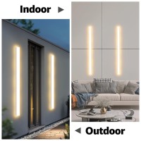 Lundwa 2 Pack 4725Inch Long Outdoor White Wall Lights 35W 3000K Modern Porch Lights Acrylic Waterproof Ip65 Exterior Wall Light