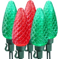 Brizled Red Green Christmas Lights 17Ft Led C9 Outdoor Christmas Lights Connectable Christmas Tree Lights Indoor Xmas Lights