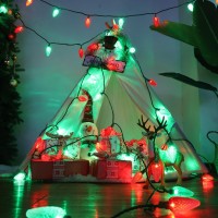 Brizled Red Green Christmas Lights 17Ft Led C9 Outdoor Christmas Lights Connectable Christmas Tree Lights Indoor Xmas Lights