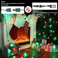 Brizled 34Ft Red Green C9 Led String Lights Outdoor Lighting Decorations Connectable Christmas Tree Lights Indoor Xmas Light