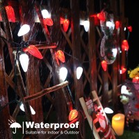 Brizled 34Ft Red Cool White C9 Led String Lights Outdoor Lighting Decorations Connectable Christmas Tree Lights Indoor Xmas