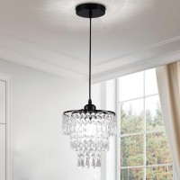 Frixchur Black Small Crystal Chandelier Pendant Light Semi Flush Mount Ceiling Light For Hallway Foyer Closet Bedroom 79 Inch