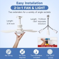 Kaqiluo 2 Pack Socket Fan Light With Remote 205 Screw In Ceiling Fan In Light Socket Light Bulb Fan With 3 Color 2000Lumens