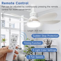 Kaqiluo 2 Pack Socket Fan Light With Remote 205 Screw In Ceiling Fan In Light Socket Light Bulb Fan With 3 Color 2000Lumens