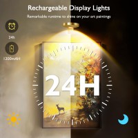 Cambk 6Pcs Rechargeable Picture Lights For Wall Wireless Led Gold Poster Light For Paintings Display With Remote Art Lighting