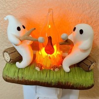 Generic 2024 Halloween Ghost Campfire Flickering Nightlight Ghost Roasting Marshmallows Night Light Halloween Decor Led Faux C