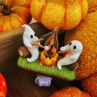 Generic 2024 Halloween Ghost Campfire Flickering Nightlight Ghost Roasting Marshmallows Night Light Halloween Decor Led Faux C